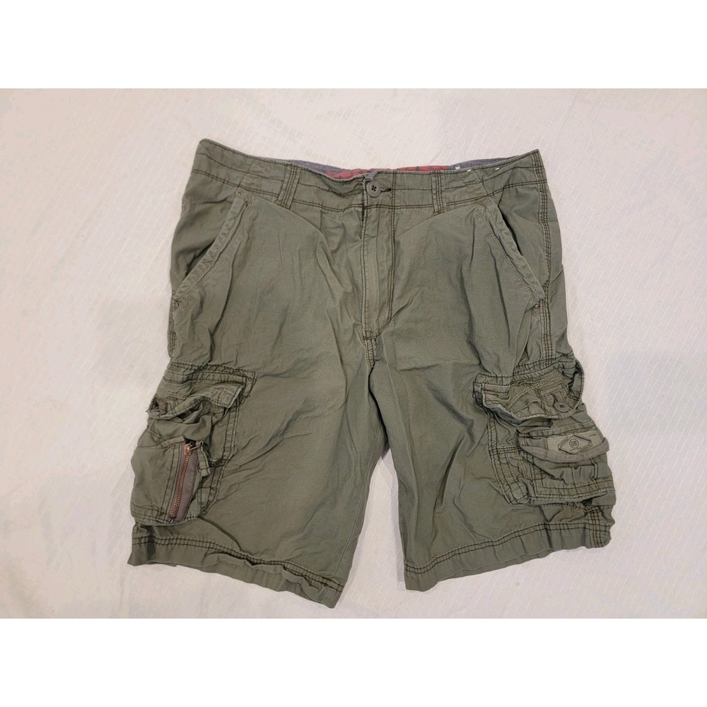 Unionbay Men's 34 Olive Cargo Shorts 11.5" Inseam Flap Pocket Casual